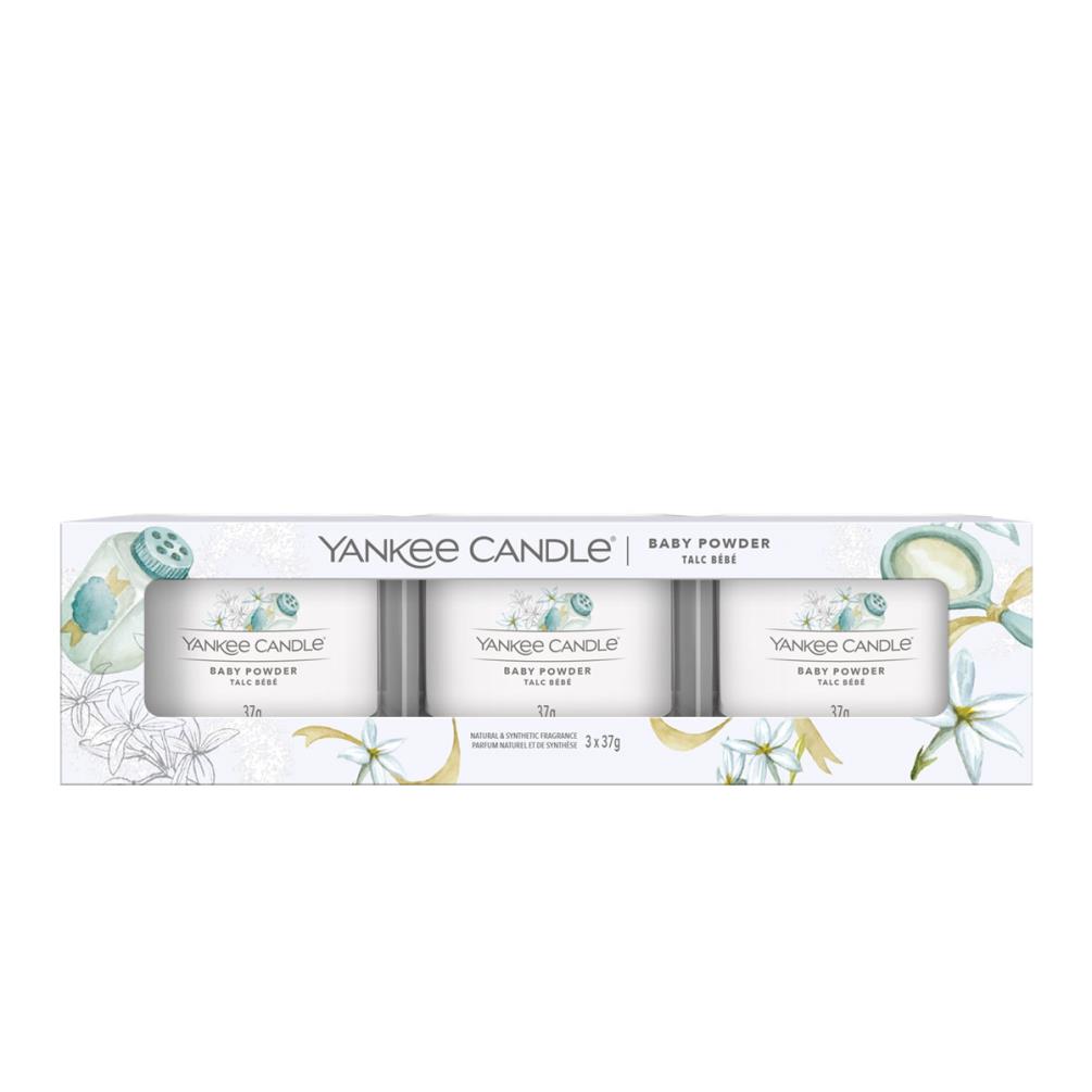 Yankee Candle Baby Powder 3 Filled Votive Candle Gift Set £5.99